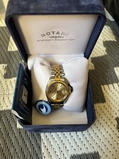 Image of Rotary Heritage Men's Two-Tone Quartz Watch Gold Dial Baton Indexes Box Booklet