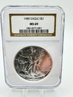 1989 American Silver Eagle $1 Dollar Coin One Troy Ounce 0.999 Fine NGC MS69