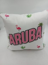 Aruba Flamingo Beach Throw Pillow 16 x 16" Multicolor Double Sided Indoor Decor