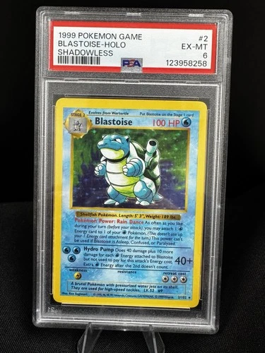 1999 Pokémon Shadowless Base Set Blastoise #2 PSA 6