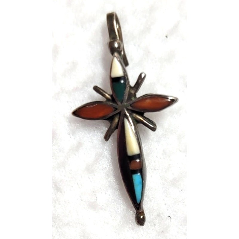 Small Sterling Silver 925 Signed Initials Zuni Cr… - image 4