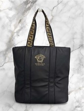 Versace Medusa borsa tote in pelle nera grande logo unisex A4 doppio manico