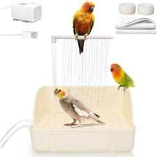 Automatic Parakeet Bird Bath with Pump, Large Bird Shower Fountain Indoor Bat...