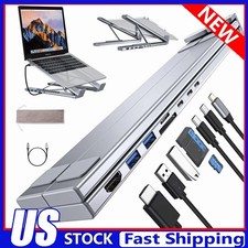 Ultimate USB C Docking Station Stand   8-in-1 Hub with Foldable Laptop Stand JQ
