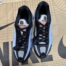 Wmns 6 Nike Shox R4 Blue Tint Orange Metallic Silver AR3565-401 No Lid