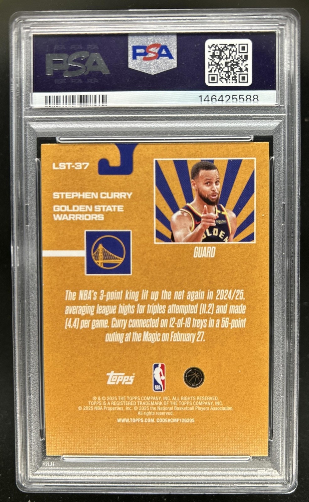 2025-26 Topps Stephen Curry Limited Stock Legends #LST-37 Warriors PSA 10 view 2