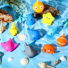 100-Pack Rubber Bath Toys, Squeaky Sea Animals for Pool  Baby Shower, Bulk
