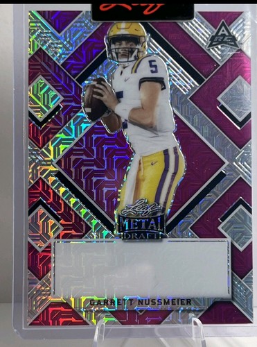 Carte 1/1 Garrett Nussmeier – 2025 Leaf Pro Set – Pink Cheetah Prizm – LSU