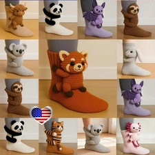 3D Cute Animals Socks Knitted Animal Pattern Floor Socks Unisex Funny Winter JQ