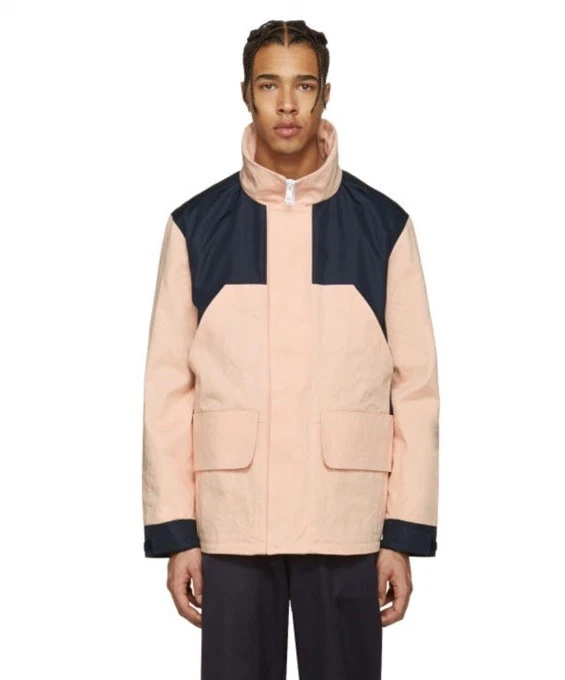 Jaqueta masculina Acne Studios rosa MT2002 UE 50 EUA grande algodão lona capuz laminado - Imagem 2 de 4