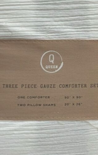 Bed Theory Co. 3 Piece Gauze Queen White Comforter Set Set 90”x90” - Picture 3 of 5