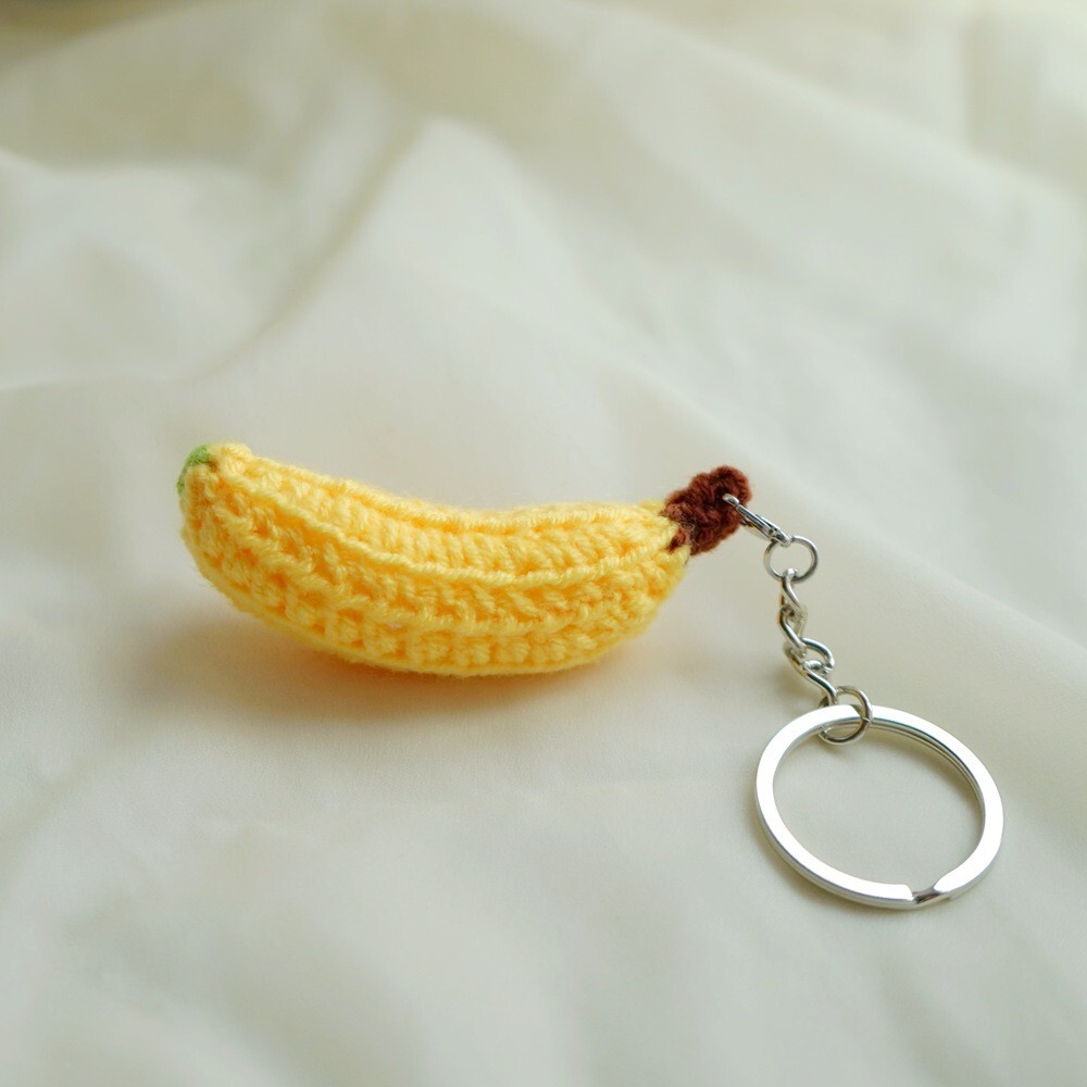 Handmade Crochet Cute Banana Keychain Key Ring Purse Pendant Backpack Charm