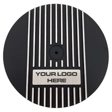 13" Round Black Air Cleaner Lid Kit - Finned - Custom Engraved - Ansen USA
