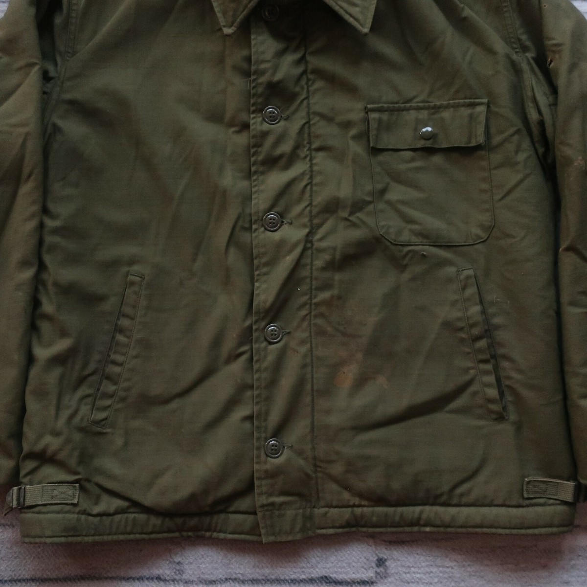 CORONA コロナ A-2 DECK GROSGRAIN NAVY Vintage US Navy USN A-2 Stencil Deck Jacket Size L Military