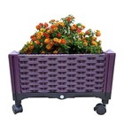 Rolling Garden Bed Brown Plastic Planter Boxes w/Wheels Mobile Planters Outdoor