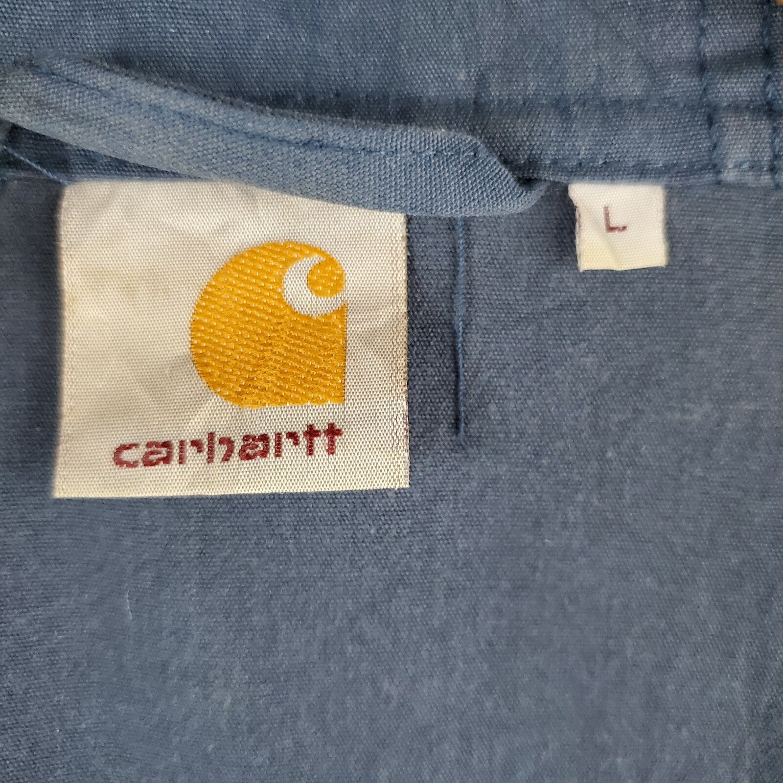 Rare CARHARTT WIP Size Large Battle Parka Mens Blue Canvas Field Jacket Coat image 10