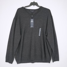 Hart Schaffner Marx Men's Sweater V Neck 3XB Gray Solid Merino Wool NWT 99.50