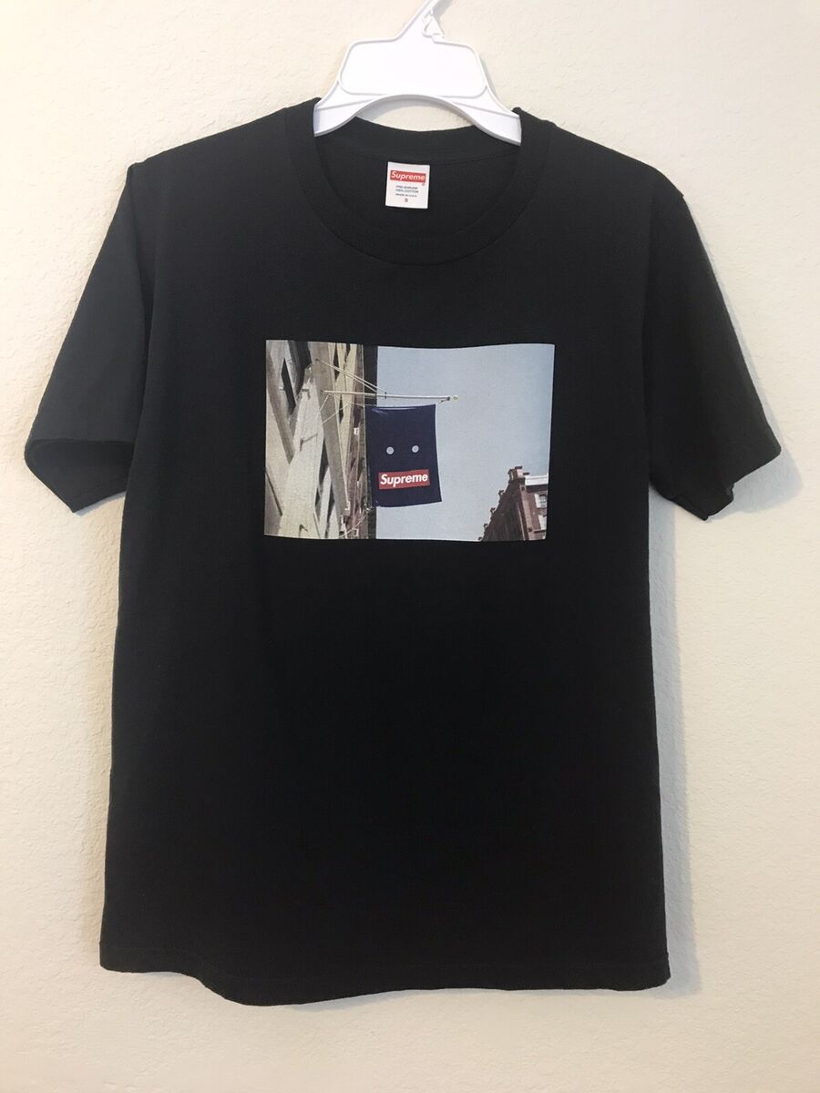 Supreme FW19 Banner Tee Black Size Small Rare Box Logo Bogo Preowned