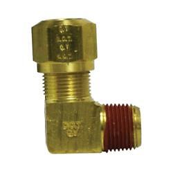 38101 90 deg Elbow, 3/8 in Tube OD x 3/8 in Male NPTF, Brass, 2 Pack - Picture 1 of 1