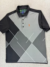 William Murray Performance Short Sleeve Geometric Polo Shirt (Men's Large) Gray