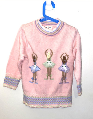 Vintage 1982 B.T. Clothing Pink ballerina ballet princess sweater girl 5 defect