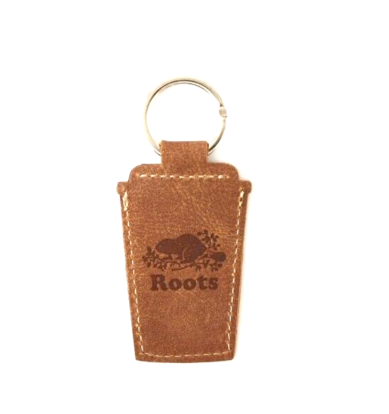 NEW ROOTS & TIM HORTONS TRIBE LEATHER ICONIC COFFEE CUP KEYCHAIN