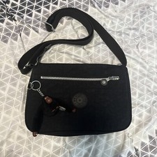 Kipling Crossbody Bag Monkey Key Chain Black Silver Purse 11x8  