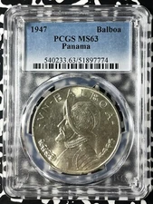1947 Panama 1 Balboa PCGS MS63 (Many Available) (1 Coin Only) Silver!