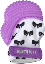 Munch Mitt Teething Mitten Teether Glove, Purple Bows