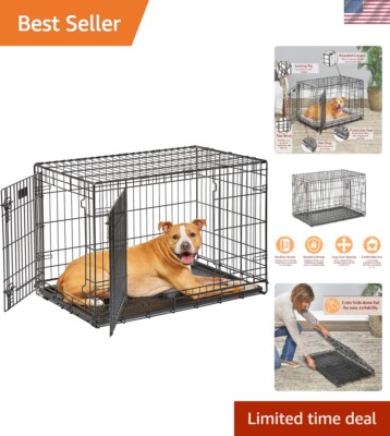 Dog Crate Life Stages 36' Double Door Folding Metal Dog Crate | Divider Panel...