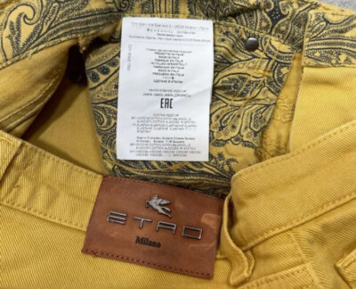 Womens Etro Embroidered Jeans Yellow 29 | eBay