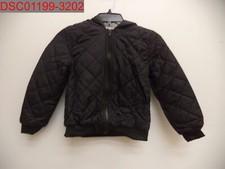 Shein Kids Everyday Unisex Kids Black Teddy Lined Hooded Argyle Quilted Coat, 8Y