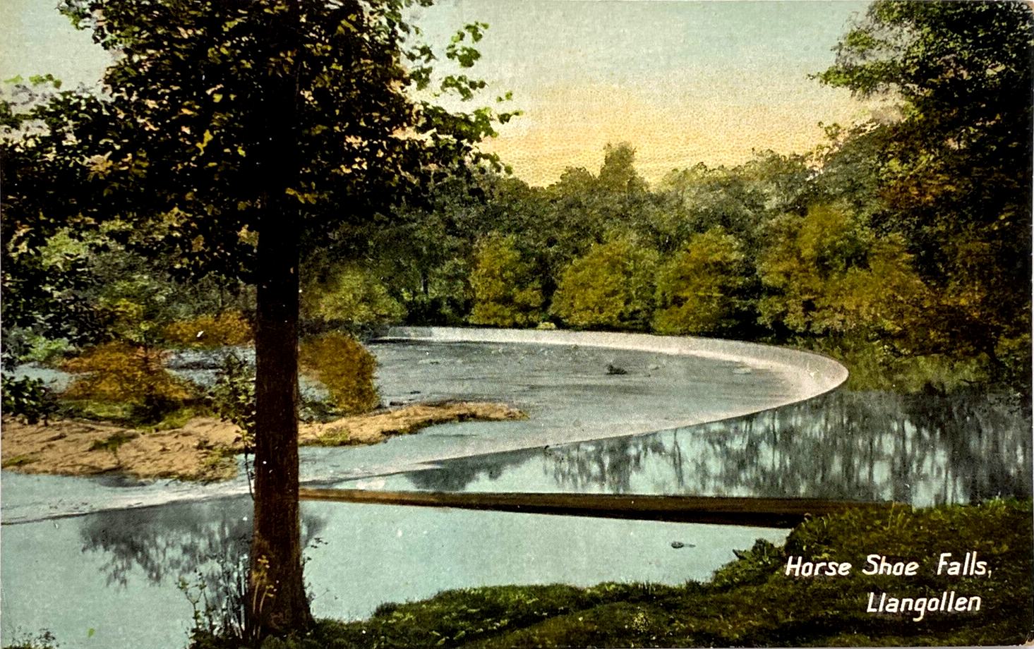 Postcard Horse Shoe Falls River Dee Llangollen Denbighshire Wales Valentine's