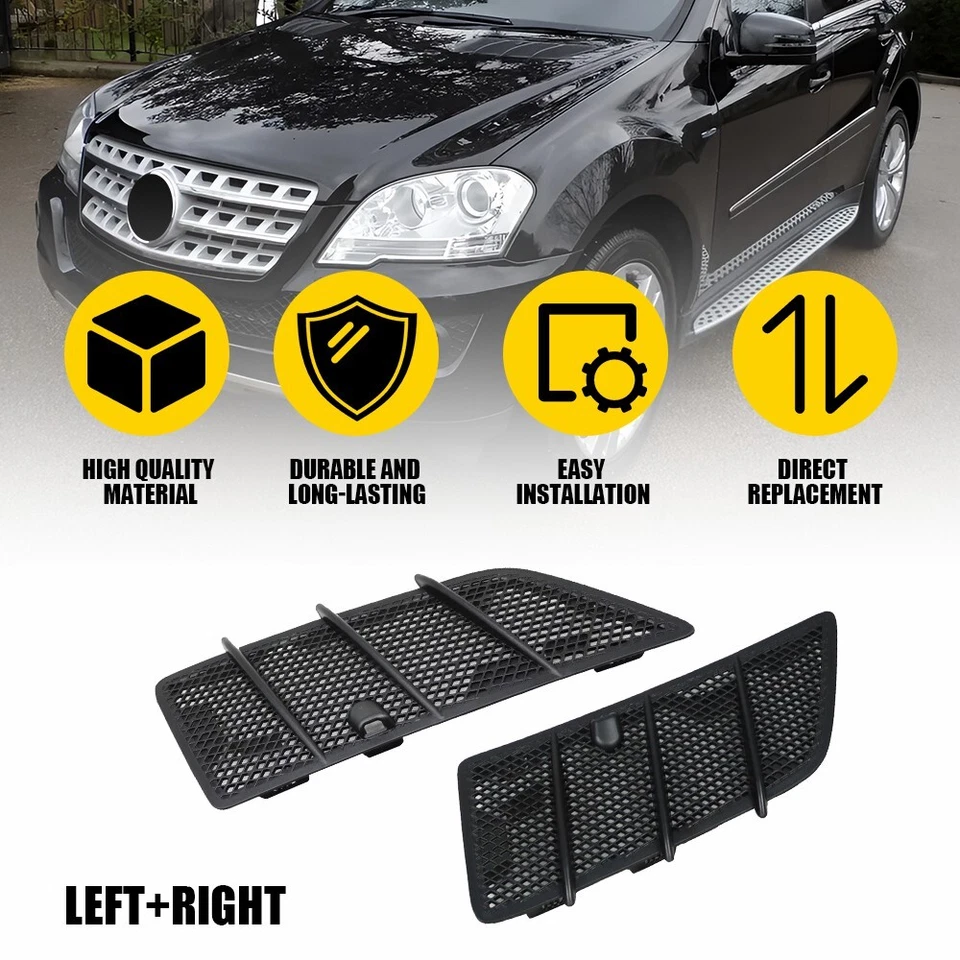 2PCS Hood Air Vent Grille Cover For 08-11 Mercedes-Benz W164 GL ML Class 350 450 - Image 2 of 4