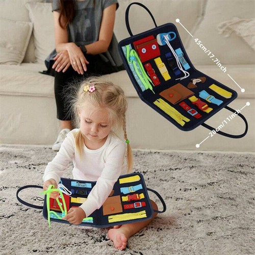 Tablero ocupado Montessori juguete tablero sensorial tren de habilidades motor fino tablero de juego - Imagen 8 de 18