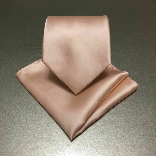New Men's Solid Neck Tie And Pocket Square Hankie Set Wedding Party Formal Prom - Picture 32 of 34