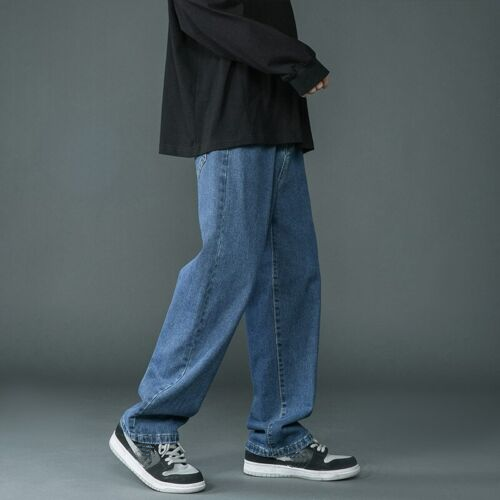 Men Straight Wide Leg Pants Jeans Streetwear Hip Hop Baggy Men Straight Wide Leg Pants Jeans Streetwear Hip Hop Baggy
