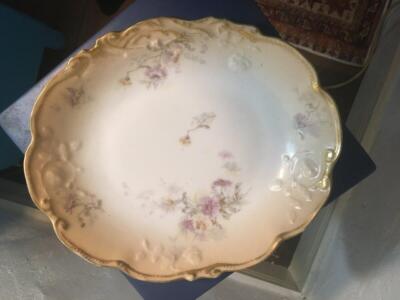 antike Limoges Jugendstil Schale 1800er Jh Blushware Bone China Keramik floral sto