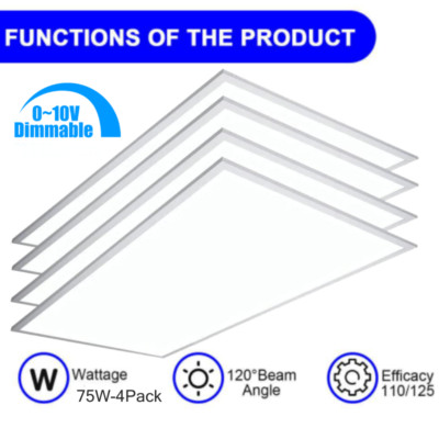 2x4 Foot LED Recessed Troffer Panel, 5000K, Dimmable Drop Ceiling Light Fixture