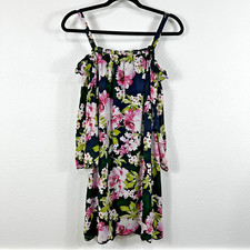 Lily Rose Dress Women's Size Medium Floral Off Shoulder 3/4 Bell Sleeve Lined