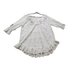 White Sheer Lace 1X Top Overlay Allure Fashion Ruffles Off Shoulder Made In USA