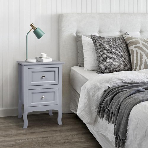Set of 2 Bedroom Bedside Table Nightstand End Side Organizer 2 Drawers ...
