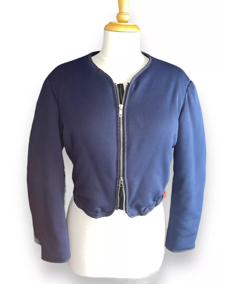 VTG yohji yamamoto cropped full-zip jacket with wings appliqué blue size 2  | eBay
