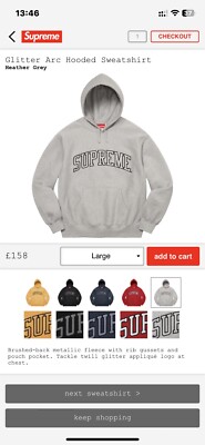 supreme glitter arc hooded sweatshirt | eBay UK