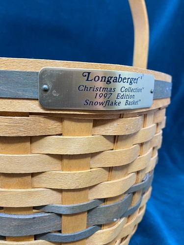 Longaberger 1997 Christmas Snowflake Hexagon Basket Handwoven Wood Made in USA - Picture 2 of 8
