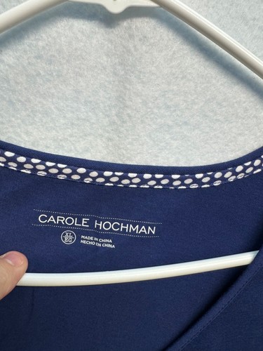 Carole Hochman Womens Plus Size XL Sleeveless Navy Blue V-Neck Tank Top - Picture 2 of 7