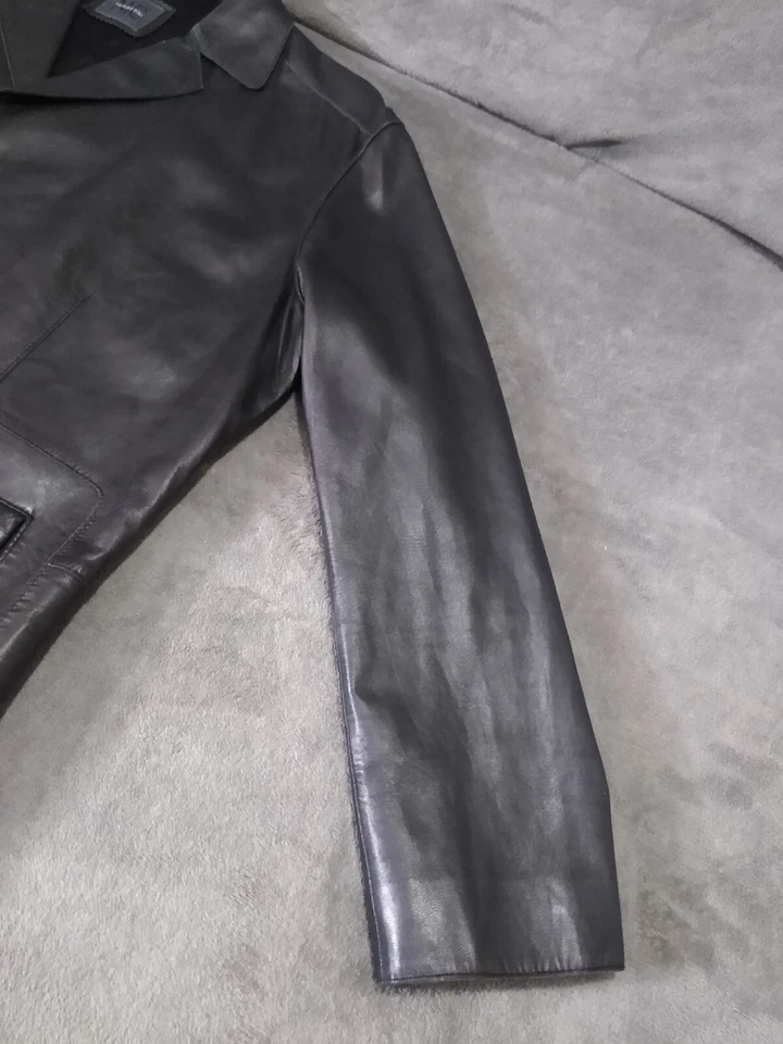 Chaqueta De Colección NYC Whet Azul Corderos Cuero Abotonada Para Hombres L Nueva Zelanda Cordero Muestra Foto 3 de 4