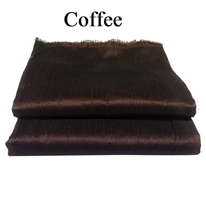 Coffee Dupion Silk Fabric Plain 44/45" Width, for Dresses, Craft, Decor 5 YARD - Image 2 of 3