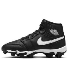 Size 10C Air Jordan 1 Mid Youth Cleats Black Kids HF6883-001 Baseball Football