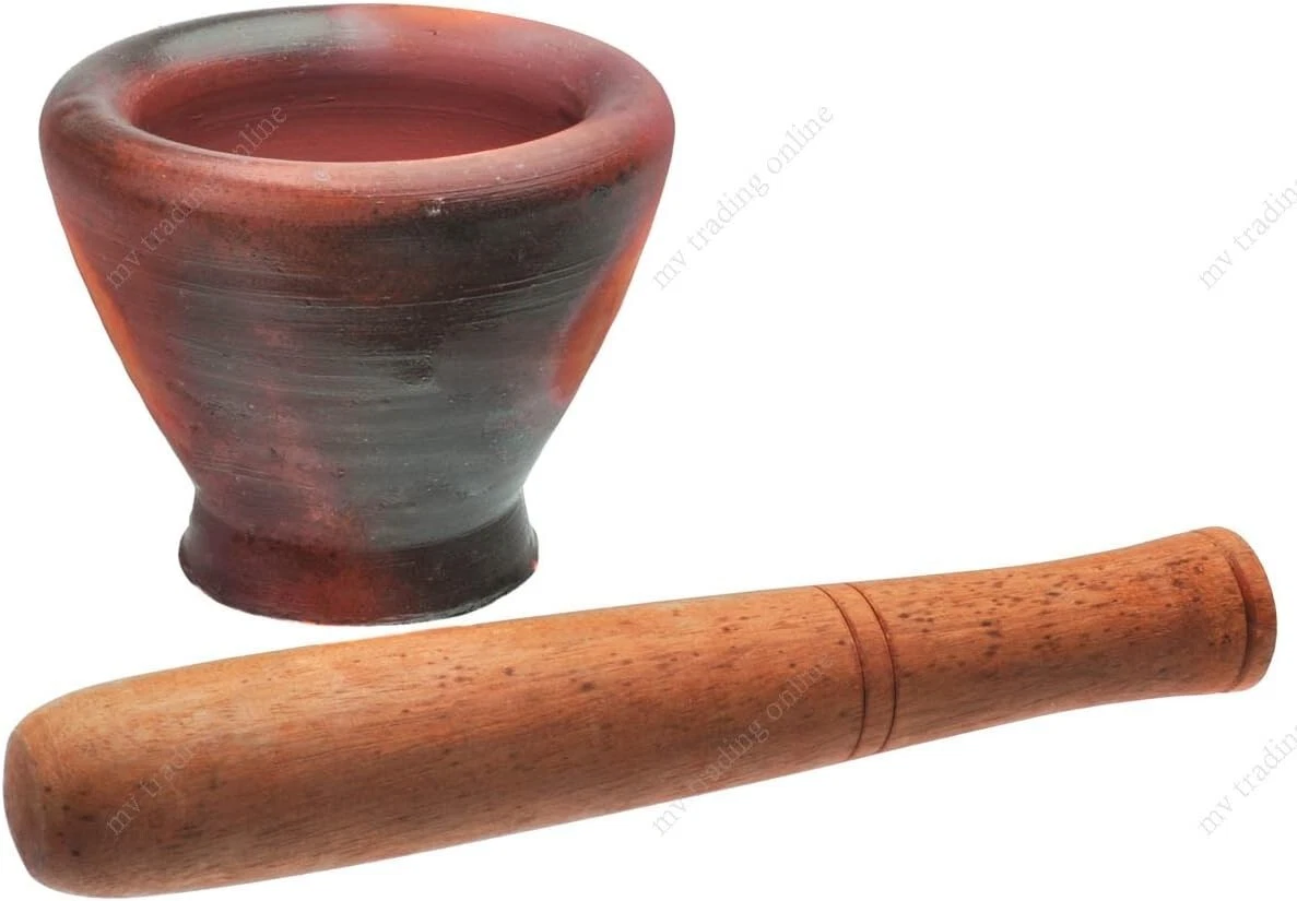 Thai & Laos Grinding Earthenware Clay Mortar with Palm Wooden Pestle (7,8,9,in)
Opens in a new windo